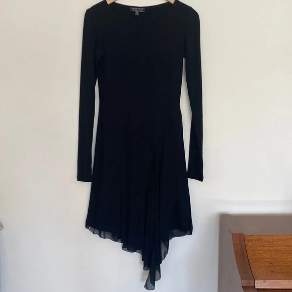 PERUVIAN Connection black long sleeve dress with sheer detail at bottom size XS - Picture 1 of 3